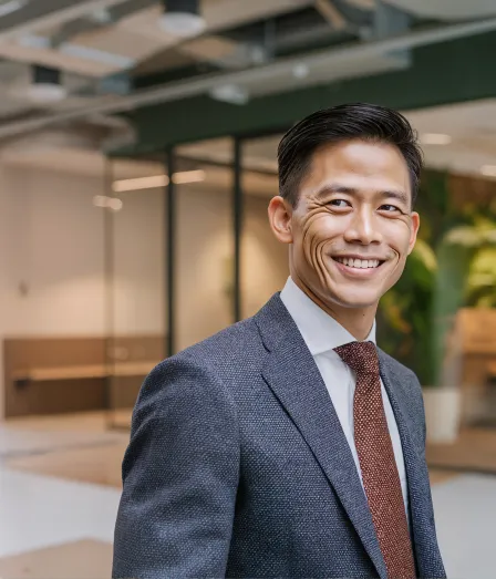 Man in pak in kantooromgeving voor de opleiding Masterclass Soft controls bij Habeo+.