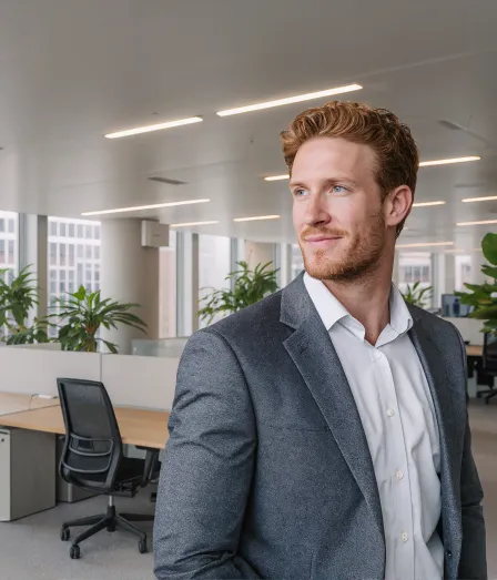Man in kantooromgeving in de opleiding Postbachelor Financial controller bij Habeo+.