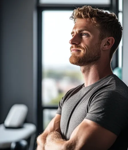 Man in de versnelde master Bekkenfysiotherapie bij Habeo+