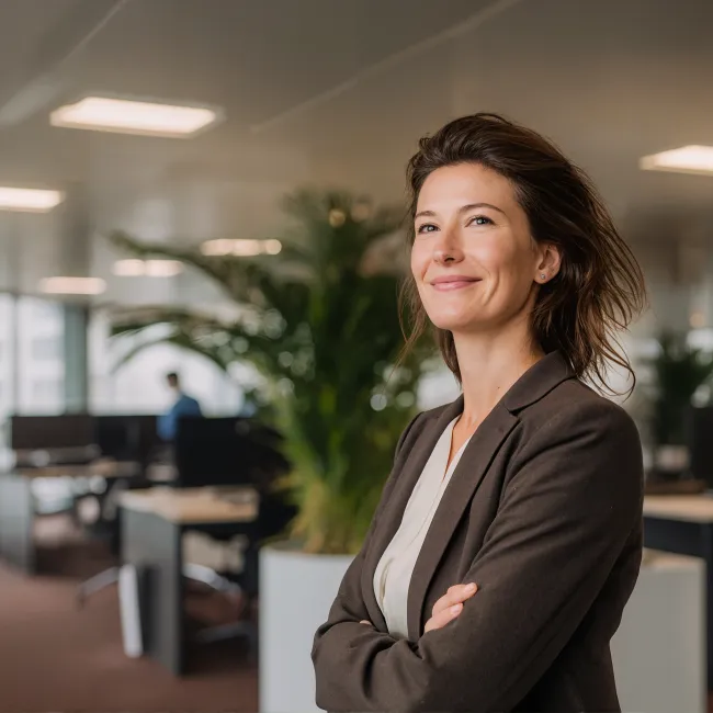 Vrouw die business controller is met strategische impact na het volgen van de opleiding Master in Controlling bij Habeo+.
